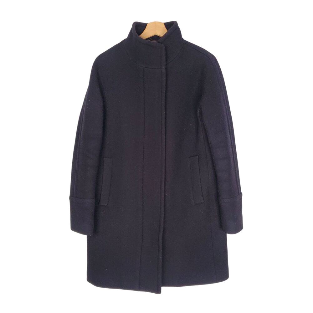 J. Crew Cocoon Coat in Italian Stadium Cloth Wool Black B2780 Size 6P Petite